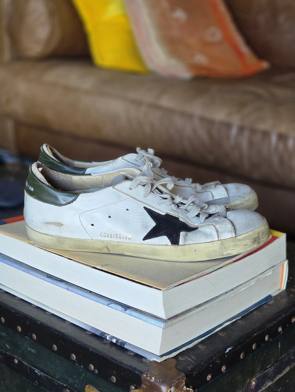 Golden Goose Mens Super-Star Leather Low-Top Sneakers
